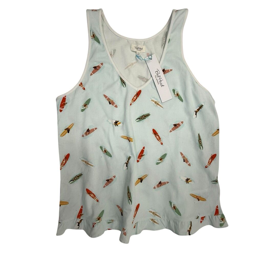 BedHead NEW Retro Surf Pajamas Tank Top Women XS Surfer Surfboard Knit V-neck